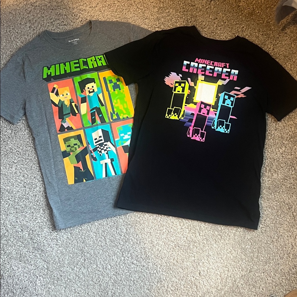 Old Navy Kids Minecraft Graphic Tees - Gray and Black